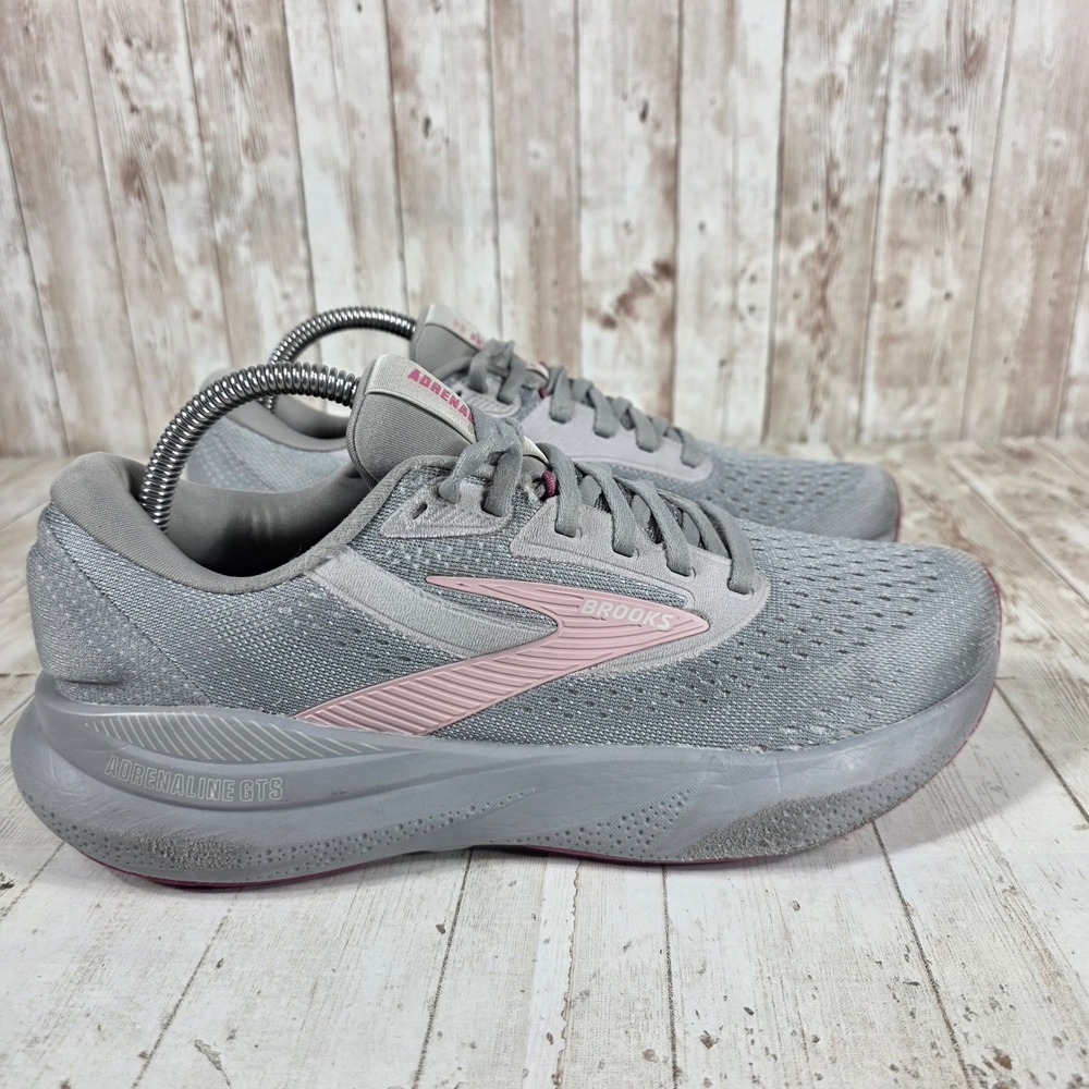 Brooks Adrenaline GTS 24 Womens 10 Narrow 2A Grey Pink Running Shoes 1204262A019